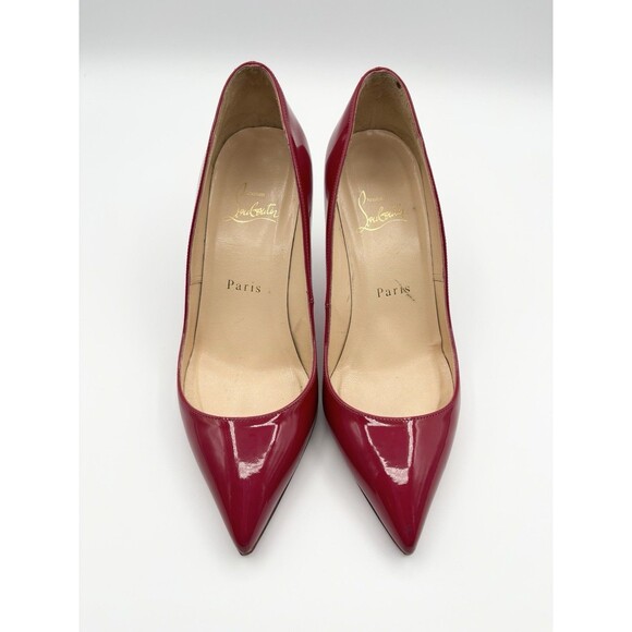 Christian Louboutin Red Patent Leather Pigalle 85 Pointed Toe Heels Sz EU 36.5 - Picture 4 of 15